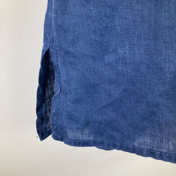 Womens Jones & Co Linen Shirt Sleeveless Button Navy M - Picture 4 of 6